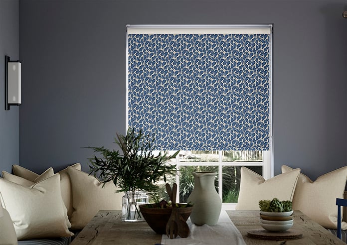 Land & Shore Oak Leaf (Blackout), Blue - Twist&Fit Roller Blind - Image 3